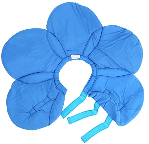 Justerbar kattåterställningshalsband, behaglig blomsterstil husdjurs Elizabeth-halsband, söt blomma Lättviktsstoppa slickande halskon för små hundar och kattunge (Blue Flower L)