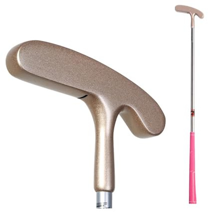 Putter de palo de golf de 3 grados, bidireccional, ambidiestro, barra de empuje de golf, principiantes, niños, niñas, zurdos y diestros, deportes (edad 3-5 (niñas), cabeza dorada)