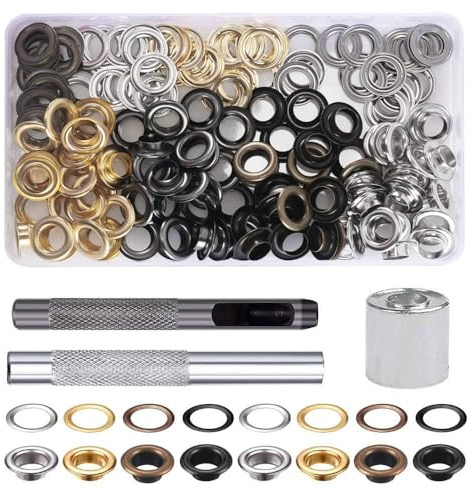 200pcs Eyelet Punch Kit 10mm Grommet Kit Metal Grommets Eyelets and Punch