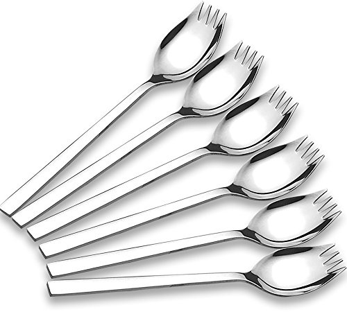 Xesea 6 Stück 18/10 Edelstahl Göffel für den täglichen Gebrauch, Camping, Wandern, strapazierfähiges Besteckset, 21,6 cm, 19,1 cm, 13,9 cm 7.6 inch silber