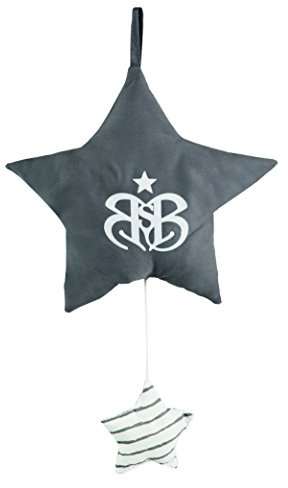 roba Spieluhr 'Rock Star Baby 3', Einschlafhilfe, Textil-Stern waschbar, Babyzimmer Deko grau / weiß