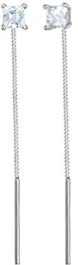 Elli Orecchini Donne Orecchini Pendenti Geo Minimale Pull Through con Cristalli di Zirconia in Argento Sterlino 925