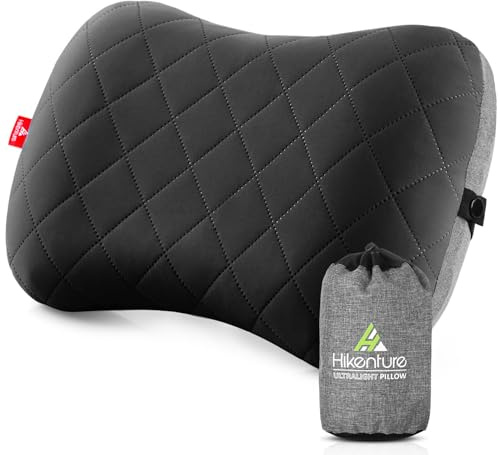 HIKENTURE Ultralight Inflatable Pillow - Upgrade Comfortable Ergonomic Air Pillow for Neck Support, Travel, Camping, Backpacking, Office, Beach