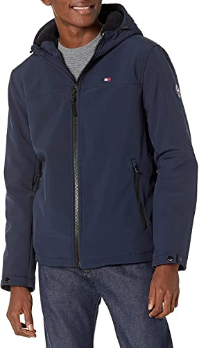 Tommy Hilfiger Men's Lightweight Performance Softshell Hoody Transitional Jacket, Night Sky, M UK
