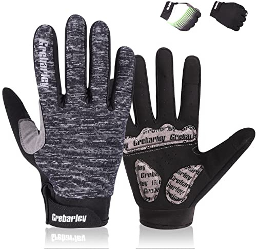 Grebarley fahrradhandschuhe,MTB Handschuhe,Mountainbike Handschuhe mit Touchscreen Finger fürs Radsport,Road Race,Downhill,Wandern,fahrradhandschuhe Männer und Frauen (Grau, S)