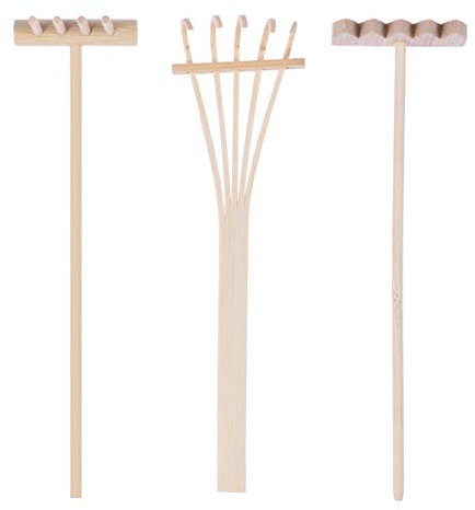 Healifty 3 Stück Zen Gartenzubehör Mini Zen Garten Rechen Schreibtisch Sand Meditation Feng Shui Ornamente Rechen Werkzeug