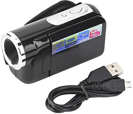 ciciglow Caméra Vidéo Numérique, 1080P 16X HD Caméra Vidéo Numérique Caméscope Vlogging Caméra avec écran LCD TFT 2 Pouces pour Enfants/débutants/Enfants/Adolescents/étudiants/Cadeaux pour(Le Noir)