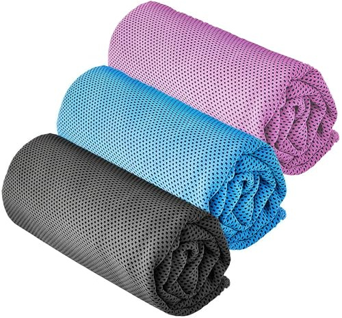 YQXCC Kühlendes Handtuch 3 Stück, Sofortige Kühlung für Nacken & Gesicht | 120x30 cm, Weiches, Atmungsaktives Mikrofaser für Yoga, Golf, Reisen, Sport, Camping, Fußball, Fitness & Outdoor-Sport