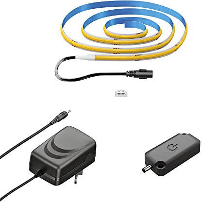 ledscom.de Regleta de LEDs COB JOR, 100,0cm, plana, blanco cálido, 10,72W, 1079lm, incl. regulador táctil