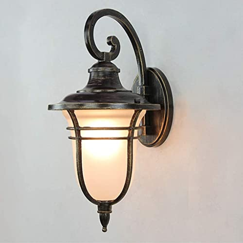 Retro Outdoor Wall Lamp, Metal Glass E27 Waterproof Wall Lamp Chandelier Villa Balcony Carport Garden Tent Wall Lamp Outdoor Wall Lamp,Black,36Cm (Black 36Cm)