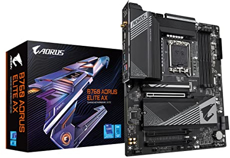 GIGABYTE B760 AORUS Elite AX (LGA 1700/ Intel/ B760/ ATX/ DDR5/ Triple M.2/ PCIe 4.0/ USB 3.2 Gen2X2 Type-C/WiFi 6E/ 2.5GbE LAN/Q-Flash Plus/PCIe EZ-Latch/Gaming Motherboard)