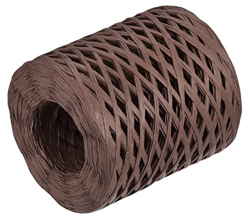 sourcing map Rafia Papel Artesanía Cuerda Cinta Embalaje Papel Cordel 200m Longitud Mano Hecho Café para Bricolaje Decoración Regalo Embalaje
