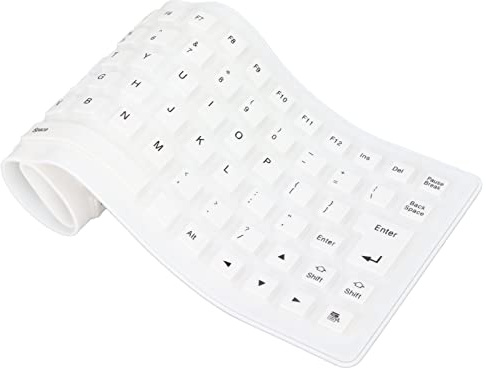 Jectse Clavier en Silicone Pliable, Clavier Filaire USB étanche Portable 85 Touches, Clavier Enroulable Silencieux et Mince pour Ordinateur Portable PC, Plug and Play (Blanc)