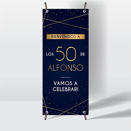 Cartel cumpleaños Personalizado - Photocall cumpleaños para Decoracion | Print Stamp Love, Decoracion cumpleaños, Lona personalizada PVC Resistente con Estructura, Montaje fácil (70x180cm) AZUL
