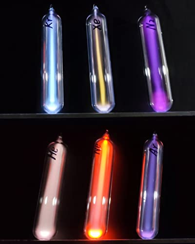 Collezione di elementi di gas luminosi nobili, 99,999% di purezza, tra cui elio, neon, argon, krypton, xeno, azoto, per collezione, esposizione, insegnamento, regalo, 6 pezzi
