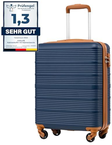 COOLIFE Handgepäck Koffer 55x40x20cm für Ryanair & Easyjet mit 4 Silent Spinner Rädern & TSA-Schloss – ABS-Hartschale, Leicht Handgepäck