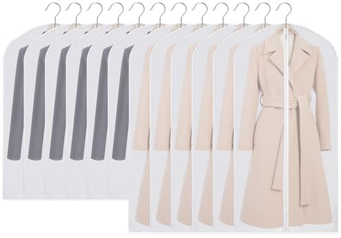 Czwander Kleidersack,12 Stück Kleidersäcke Mottensicher,6 Stück 60×100+6 Stück 60×120CM,Kleiderbeutel,Kleiderhülle,Kleidersäcke mit Reißverschluss,Anzugsack