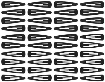 Righe e Pois fermacapelli - 40 fermagli per capelli clic clac in metallo verniciato da 3 CM - Confezione da 40 mollettine per capelli donna (Nero)