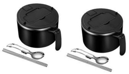 Lonchera ramen de 1/2 piezas, caja de fideos de viaje, cuenco de sopa japonesa, ollas de almuerzo instantáneas con cuchara plegable y palillos, juego de cuencos ramen de acero inoxidable para la