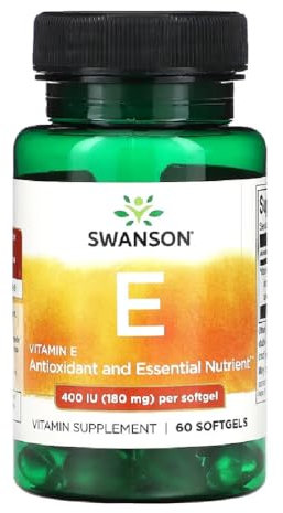Swanson - VITAMIN E 400 IU | Vitamina E Cápsulas | Apoyo Antioxidante, Salud Cardíaca y Protección de la Piel - 60 Cápsulas
