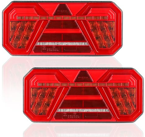 AOHEWEI 2Pcs Trailer Rear Lights 12V/24V Super Bright Waterproof Turn Signal Brake Tail Reverse Fog Reflector Lamp for Trailer Truck Lorry Caravan Van Tractor