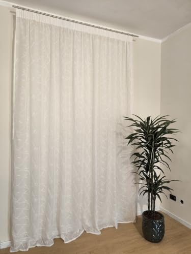 CATTANI TESSUTI Cortinas con Cinta Fruncidora - 100% poliéster Efecto Lino, 1 Panel Ancho 280 cm, Apta para Barra con Anillas 140 – 170 cm, Altura de 180 a 290 cm – lxh 280 x 260 cm