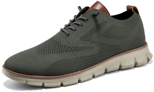 Wearbreeze Men’s Business Casual Oxford Sneakers – Lightweight Lace-Up Dress Shoes for Work, Travel & Daily Commute Green