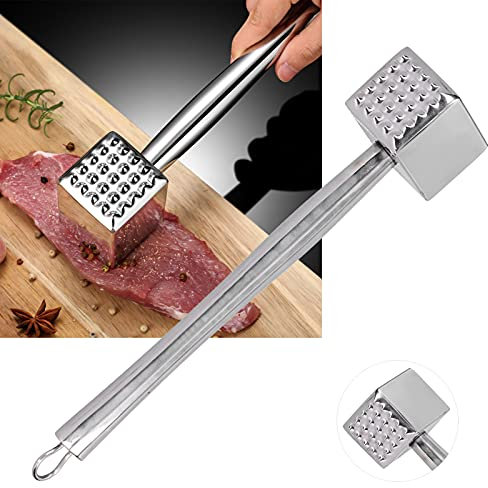 Ablandador de carne, martillo para carne de alta resistencia, mazo para carne de acero inoxidable, mazo para carne de cocina, herramienta con mango antideslizante para carne más