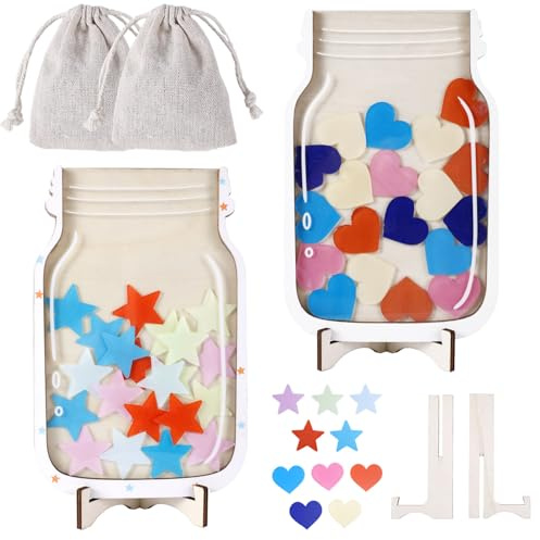 2stk Magnetische Belohnungsgläser, Buntes Belohnungsglas mit Belohnungssternen Und -Herzen Kreatives Glas zur Förderung Belohnungsglas Schule für Das Klassenzimmer für Jungen Mädchen