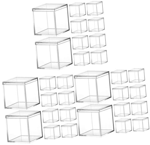 Garneck 42 Stück Acryl Bonbonschachtel Backwarenverpackung Schokoladenriegelverpackung Transparente Pralinenschachtel Süßigkeitenetui Lebensmittelbehälter Mit Deckel Quadratischer