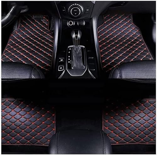 WBLDP-SDGT Auto Bodenmatte Fußmatten für Peugeot 3008 (2020–2023) Modell, Nach Maß Allwetterschutz Leder Fussmatten Vorne und Hinten Automatten Set,Black-Red