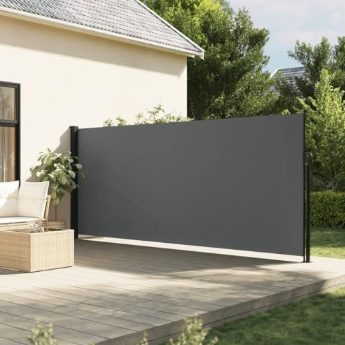 IKAYAA Seitenmarkise ausziehbar 160x300 Alu-Seitenmarkise Wandmakise Sichtschutz Sonnenschutz Windschutz Seitenrollo für Terrasse-Anthrazit-160 x 300 cm