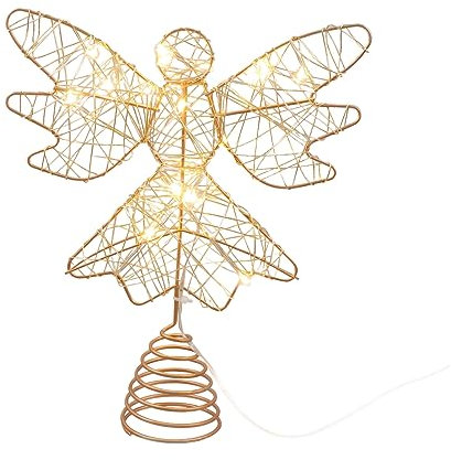 Anneome 2 Stück Goldene Weihnachtsbaumspitze Weihnachtsbaumschmuck Mit -Lichterkette Weihnachtsbaumdekoration Beleuchtet Weihnachtsschmuck Für Die Weihnachtsbaumdekoration