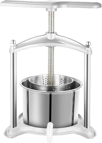 HDMOZUYT Manuelle Obstweinpresse, 3 l, Edelstahl, Haushaltshandbuch, Apfelwein, Gemüse, Tinktur, Pressen, Küchenmaschine~/