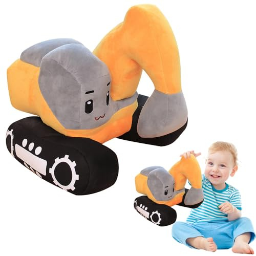 SKIKHN Plüschbagger, Plüsch-Spielzeug, Bagger, Schaufel aus Plüsch, weich, Bagger, Plüschspielzeug für Schaufel, beruhigendes Plüsch, Geschenke für Kinder