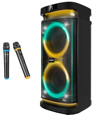 Phoenix RumbleBoss XL Altavoz Bluetooth XL | Sonido Potente con Leds RGB y Micrófonos Integrados | Manual/Auto, Batería Recargable | Fiesta, Casa y Exterior