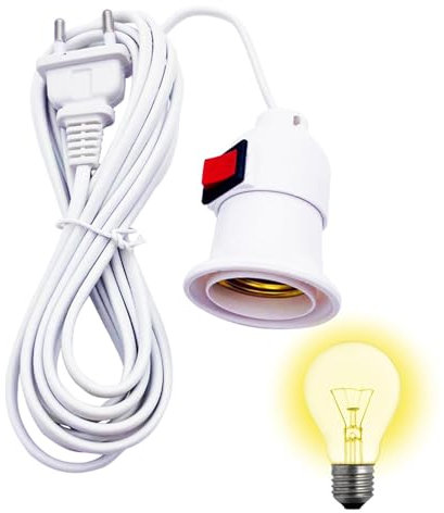 Missmisq Lampenfassung mit Draht,Glühbirnenfassung mit Kordel | 8,2 Fuß Glühbirnen-Ausgangsadapter,Aufhängbarer Lampenadapter mit E27-Schraube, Ein-/Aus-für Zuhause