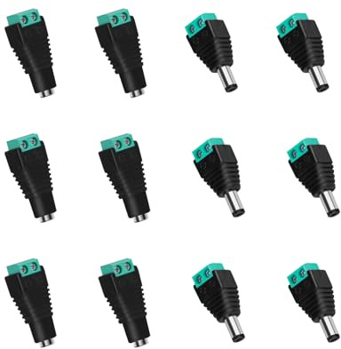 VILHTL 6 Pairs 12V DC Power Connector Male+Female 5.5 x 2.1MM Power Jack Plug Adapter Barrel Connector for CCTV Security Camera Led Strip Cable Wire Ends Plug