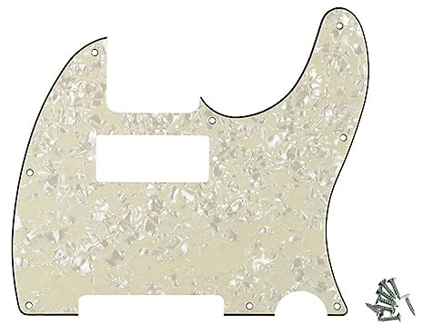 ROZILO Aged Pearl 8-Loch-Tele-Mini-Humbucker-Schlagbrett mit Mini-Humbucker-Tonabnehmerloch für Tele/Telecaster
