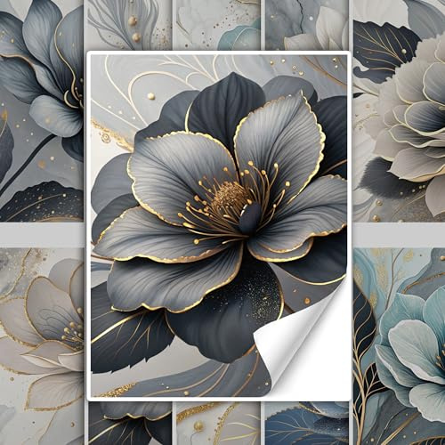 GRAZDesign Fliesenaufkleber Abstrakte Blumen Bad und Küche, Motive in vielen Größen und Farben - 20x25cm / 10 Stück