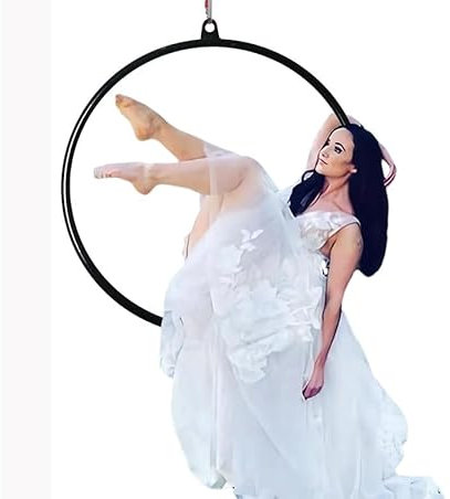 WQZzjm Komplettes Aerial-Hoop-Set, Schwarze Aerial-Yoga-Ausrüstung mit Anti-Rutsch-Band und Rigging-Zubehör, Single-Point-Aerial-Ring für Aerial-Fitness, 85 cm (90 cm)