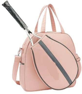 SUBLXPoten Tennis Rucksack Tennisschläger-Handtasche, große Kapazität, eine Schulter, Sport-Fitness-Taschen, einzelne Schulter-Crossbody-Schlägertasche Padelschlägertasche(Pink)