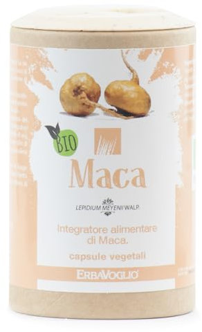 Erbavoglio Capsule di Maca Bio - 60 Capsule - Integratore alimentare biologico - Aiuta a sostenere i livelli di energia e a migliorare la resistenza fisica e mentale.