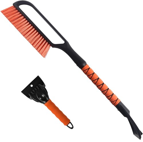 YEECOPON 27 Snow Brush & Ice Scraper for Car Windshield, Detachable Snow Scrapers with Foam Grip for Cars, Trucks, SUVs