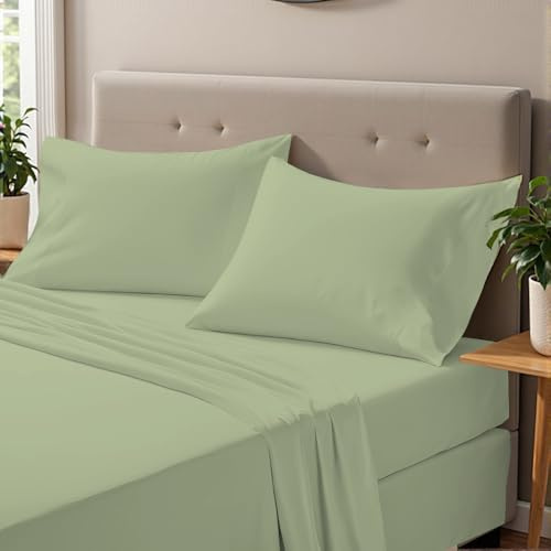 ONIROS Home Juego De Sabanas 135x190 / 200 de Lujo Incluye Fundas Almohadas 75x50 Pack 2, Sabana Bajera y Sabana Encimera - Sabanas 135 x 190 Microfibra - Bed Sheets (Ropa de Cama 135x190, Verde)