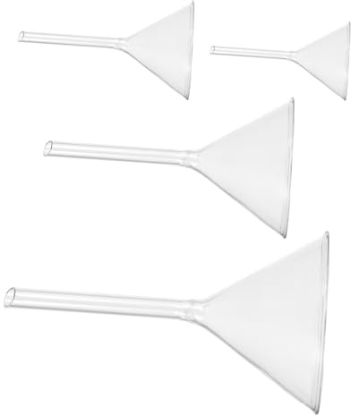 Gadpiparty 4 piezas Embudos de Vidrio Triangulares Resistentes Químicos y Golpes Térmicos para Laboratorio y Transferencia Precisa de Líquidos Ciencias y Manualidades