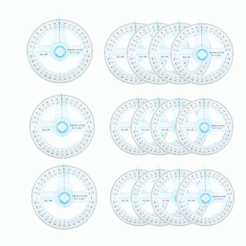 Confezione da 15 goniometri 360 gradi, righello rotondo in plastica con circolari a braccio oscillante for strumenti di disegno for misurazioni matematiche geometriche, diametro 3,9
