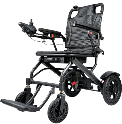 Elektrischer Rollstuhl Faltbar, Leichtgewicht Elektrische Transport Rollstühle für Senioren, reisetauglich & schmal, bis 170 kg, 500W Motor, herausnehmbarer 10Ah Akku, bis zu 20 Km (Schwarz)
