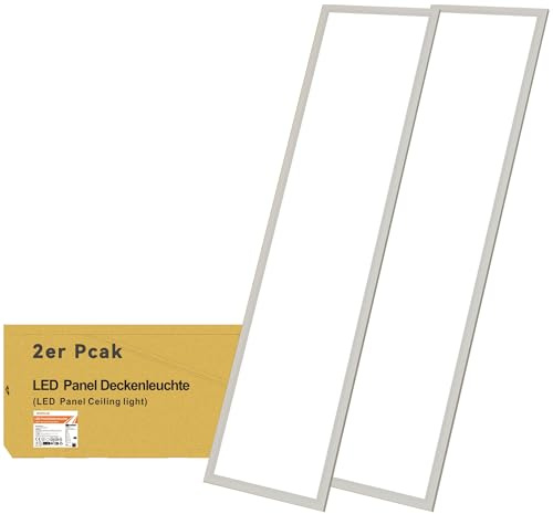 2er Pack LED Panel 100x25cm, Deckenleuchte Dimmbar mit 30W 3000-6500K, Deckenlampe LED Groß Flach mit Fernbedienung, Panelleuchte Decke Rechteckig für Büro Küche Wohnzimmer Schlafzimmer Badezimmer