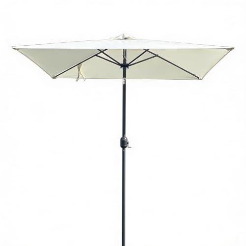 Genérico Sombrilla Cuadrada De Patio 2x2,0m, Sombrillas De Mercado Resistente A Los Rayos UV, Parasol Exterior Impermeable Con Inclinación De Manivela Para Jardín Patio Piscina(Blanca)